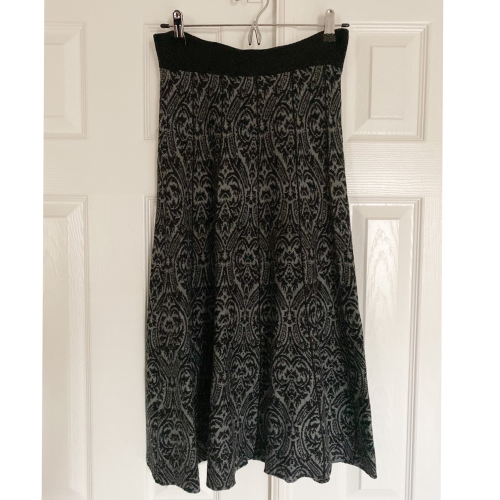 Kikit Black Gray Knit Paisley Print Skirt Small